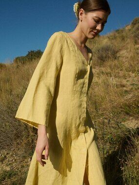 Linenfox Sierra Linen Dress - Butter